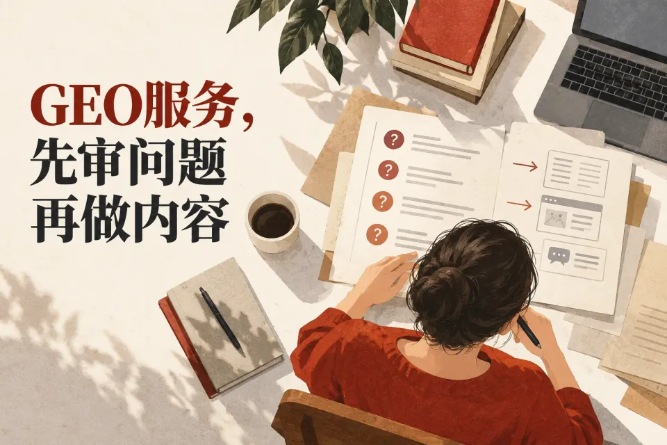 围绕GEO服务商交付的问题库，核对需求依据、采购判断、页面去向和结果边界。