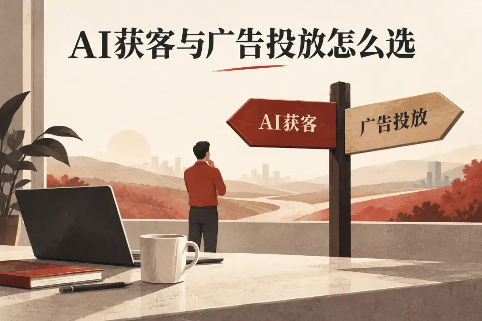以投放管理、咨询承接和有效线索验收为主线，呈现企业比较AI获客与传统广告投放的决策依据。